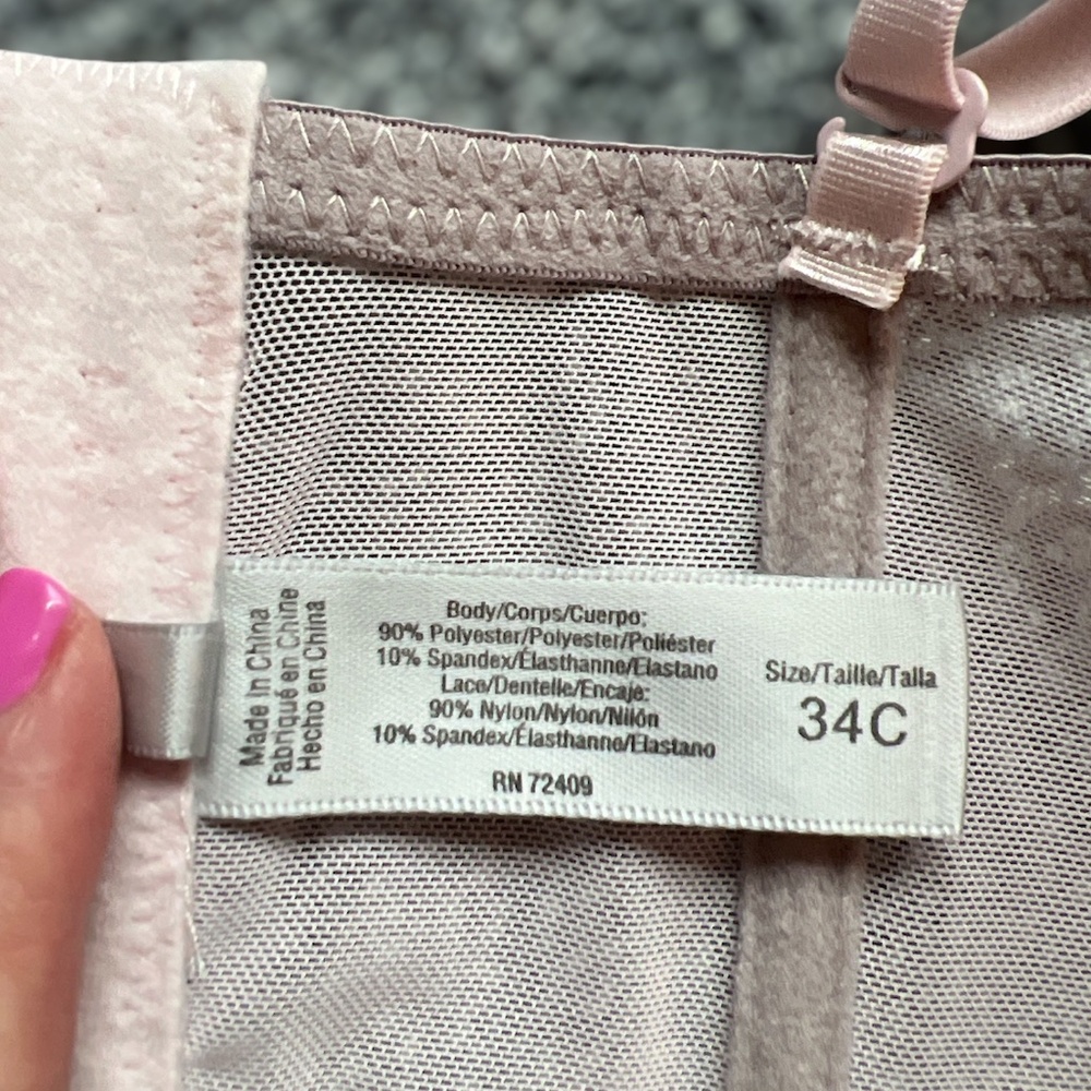 ***Final Drop*** NWT Sophie B Pink Lace over Gray Longline Bra 34C - Picture 12 of 13